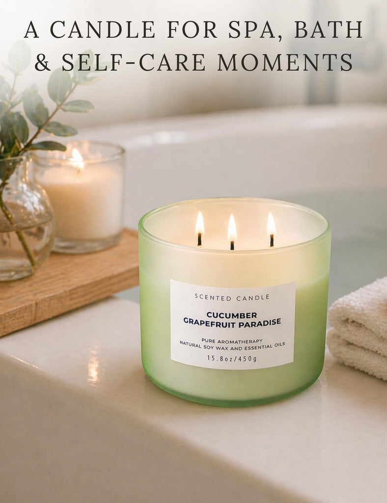 Cucumber Grapefruit Melon 3-Wick Soy Summer Scented Candle 15.8oz