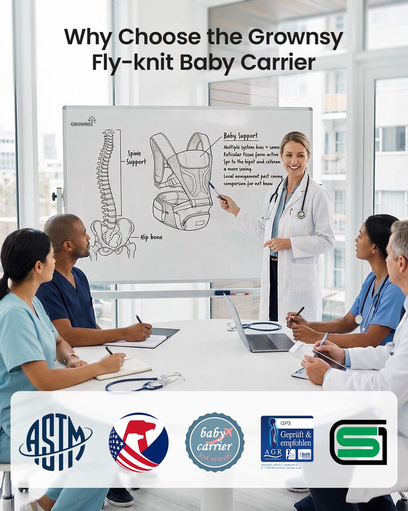 Safety-Certified 3D Knit Baby Carrier Newborn to Toddler, Black