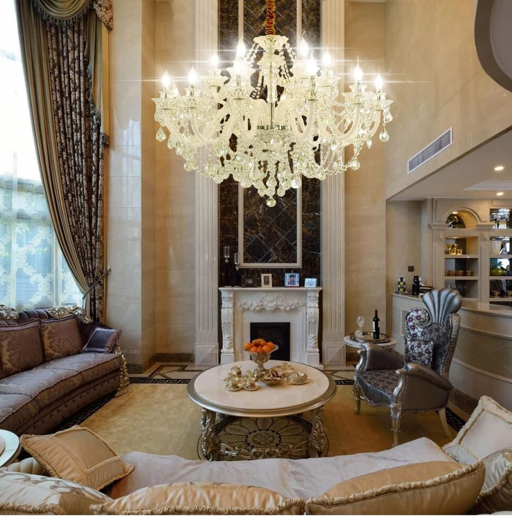 Luxury K9 Crystal Chandelier,18 Light,Contemporary Clear Crystal Ceiling Chandelier Lighting _Luxurious Modern Pendant Light Lamp Fixture E12 Base for Dinning Living Room (18 Lights) A110-B0B9L5K8J4