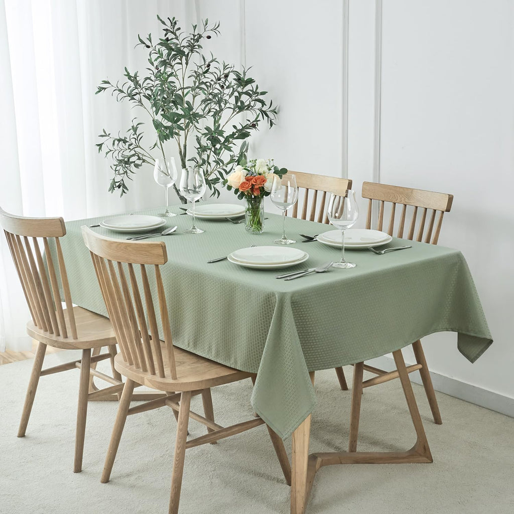 Rectangle Tablecloth Weaved Pattern Waterproof Spillproof Wrinkle Free Table Cloth, Kitchen Dining Tabletop