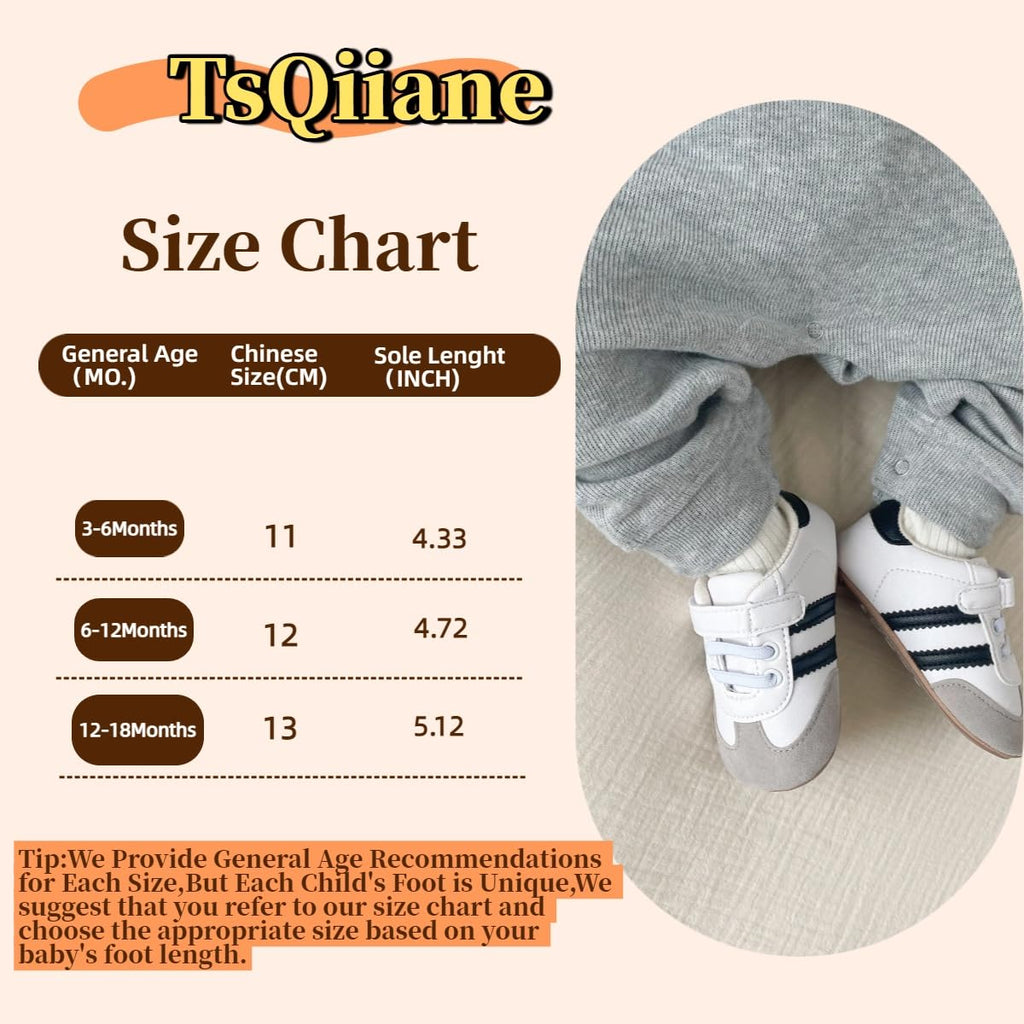 Newbron Baby Boys Girls Retro Sneakers Pu Leather Rubber Sole Walking Shoes Toddler Non-Slip First Walkers Infant