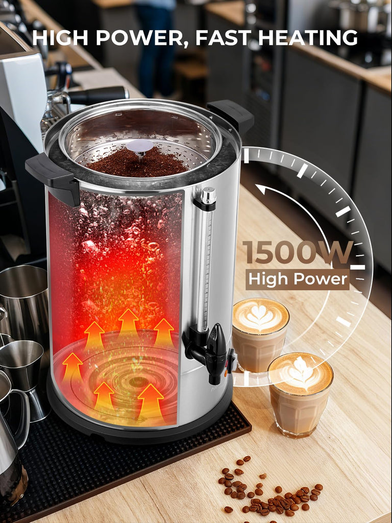 Coffee Urn 150 Cups Commercial, 15L Electric Beverage Dispenser
