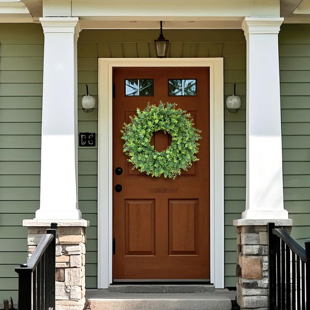 26" Large Artificial Eucalyptus Wreath, for Front Door Decor(Green)