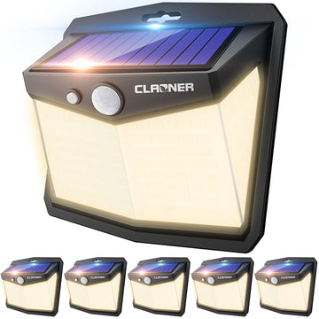 Solar Lights Outdoor, [128 LED/6 Packs] Solar Motion Sensor Lights 3 Working Modes Outdoor Lights with 270° Wide