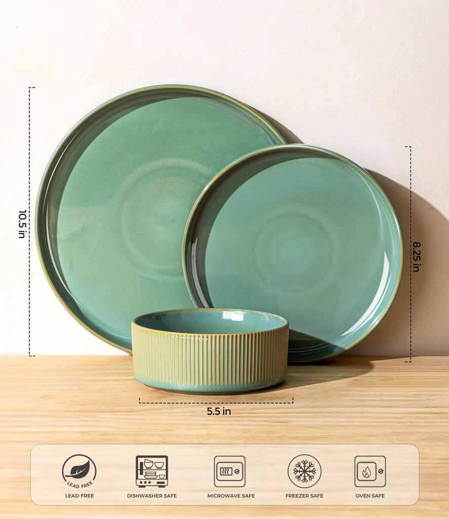 Dinnerware sets for 4, 12 Piece Stoneware Plates and Bowls sets