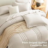 Queen Comforter Sets - 7 Piece Bed in a Bag Beige Comforter Set with Sheets Luxury Queen Bed Set All Seasons