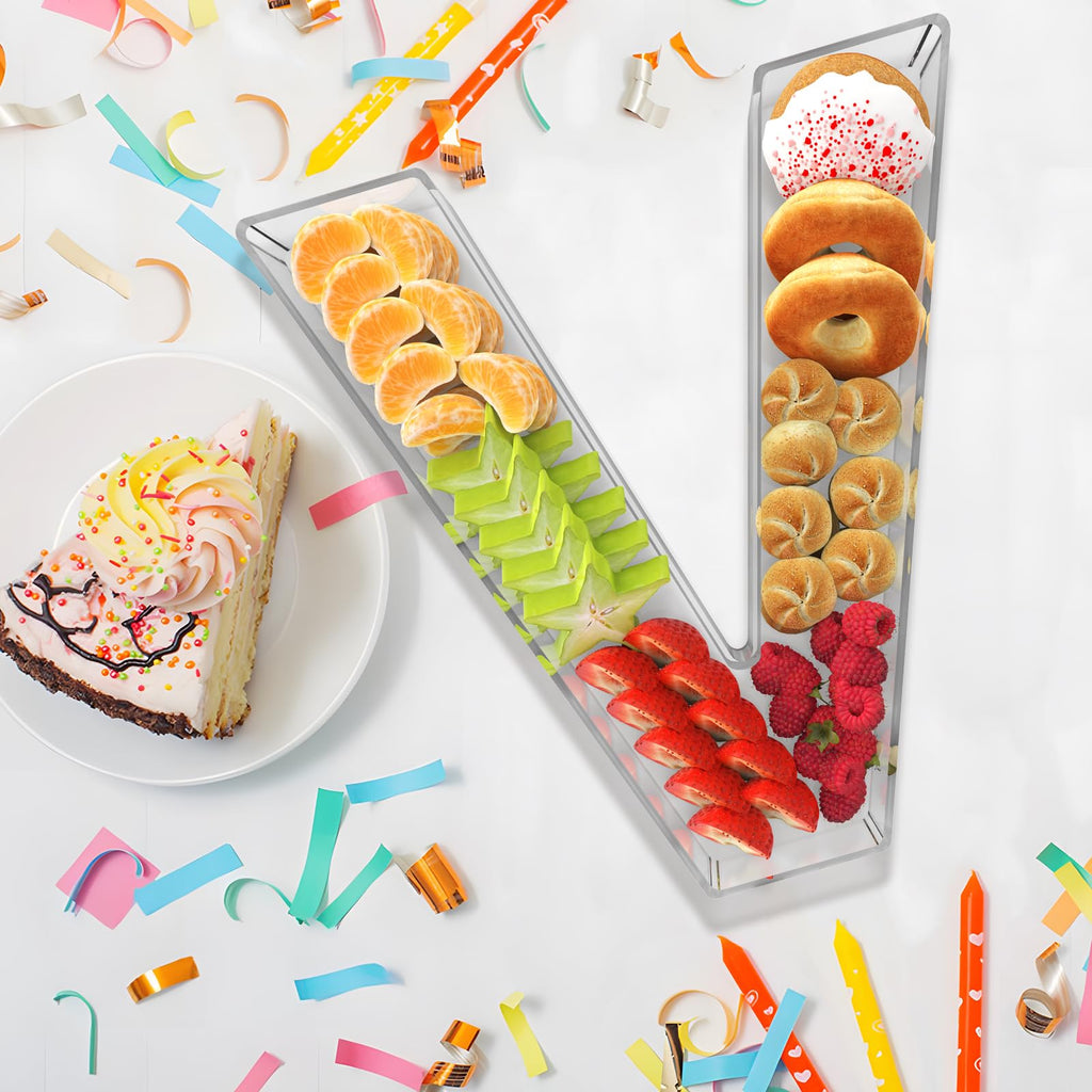 11" Acrylic Letter Charcuterie Box, Reusable Fillable Alphabet Number Shaped Form Tray for Birthday Anniversaries