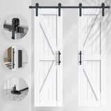 48in x 84in (Double 24in×84in Door) Barn Door with 8FT Sliding Door Hardware & Handle Included,DIY A