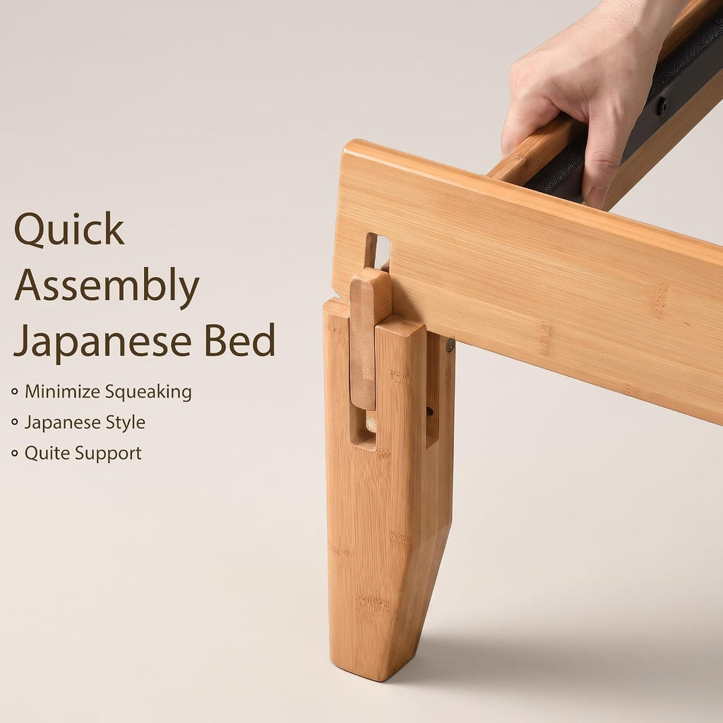 Bamboo Japanese Joinery Bed Frame, Platform Bed Frame