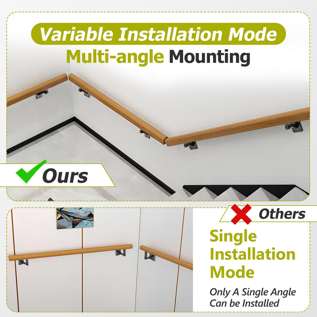 6 Pack Handrail Brackets for Indoor Stairs, Heavy Duty Hardware Support Stair Railing Bracket for Stairways, with