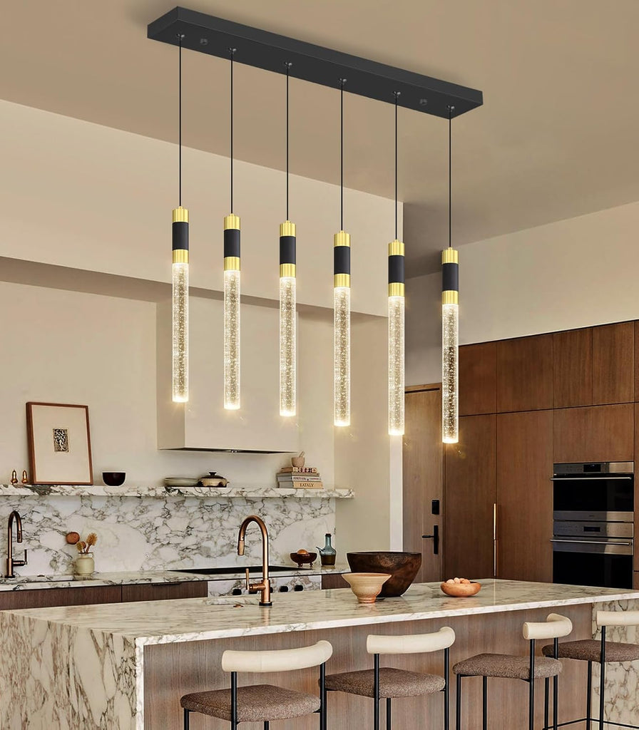 6-Lights Modern Rectangular Chandeliers for Living Room LED Dimmbale Light Fixture Entryway High Ceiling Light Pendants Lighting for Dining Room A100-B0F42NZX26