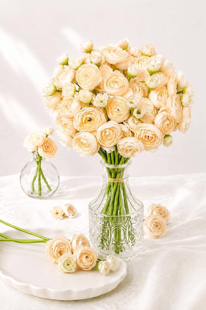 Ranunculus Artificial Flowers 24 Pcs, Fake Peonies Artificial Flowers, Fake Flowers for DIY Bouquet, Centerpieces
