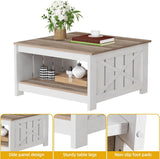 Square Coffee Table, Farmhouse Coffee Table with Storage