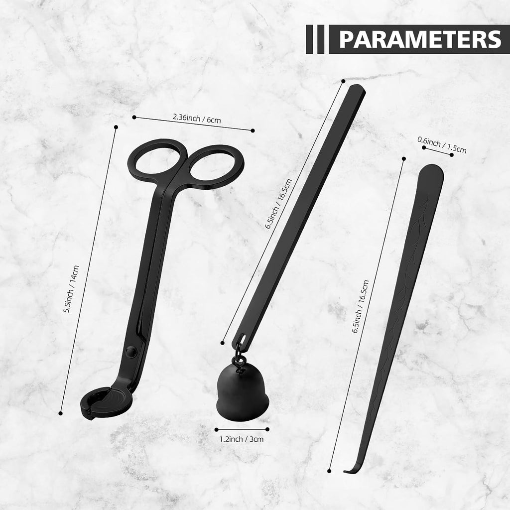 Candle Wick Trimmer, Candle Snuffer and Wick Dipper, Black