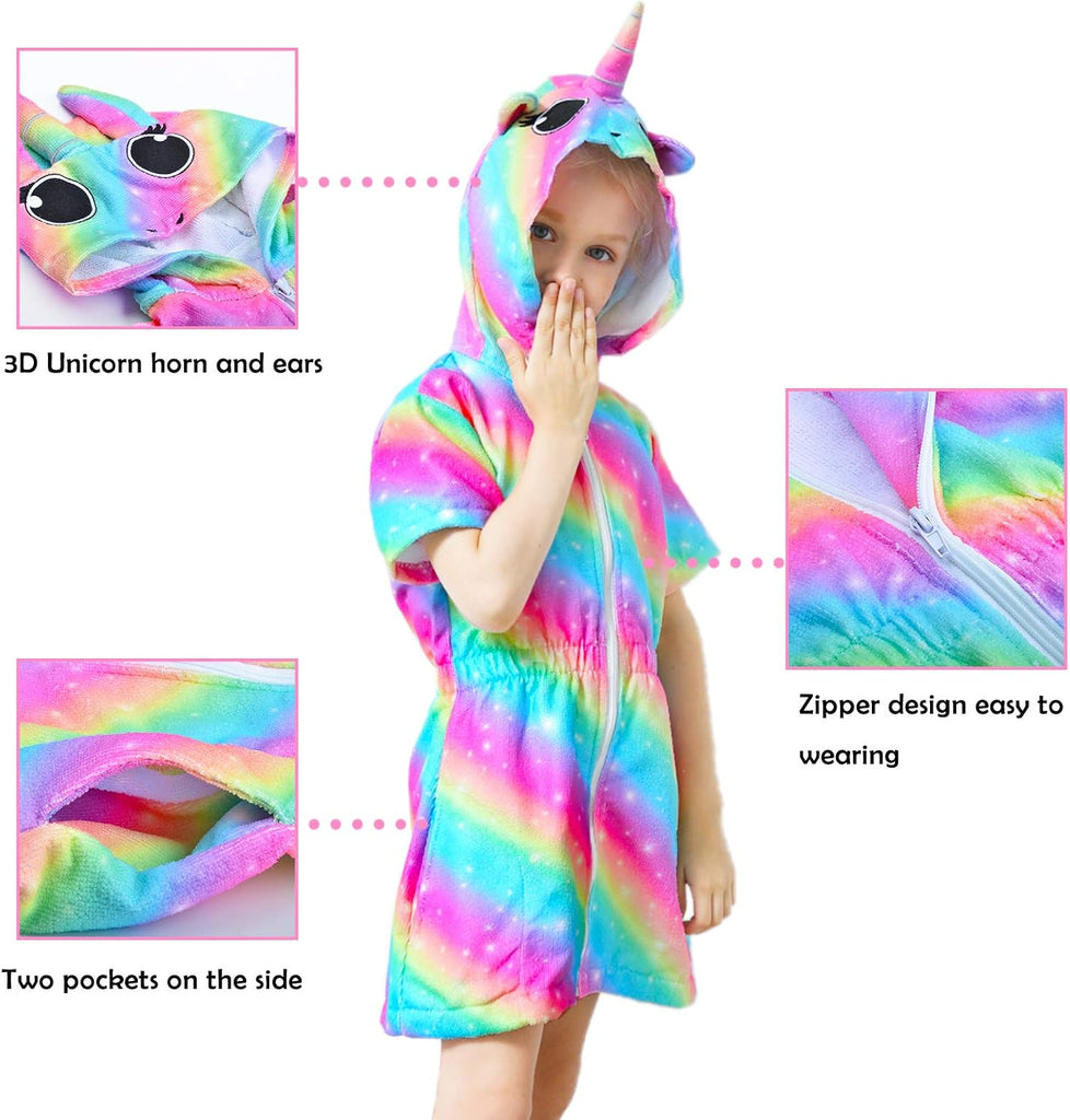 Cover Up for Girls Terry Swim Cover Ups Hooded Terry Kids Cover Up Bathing Suit Beach Dress