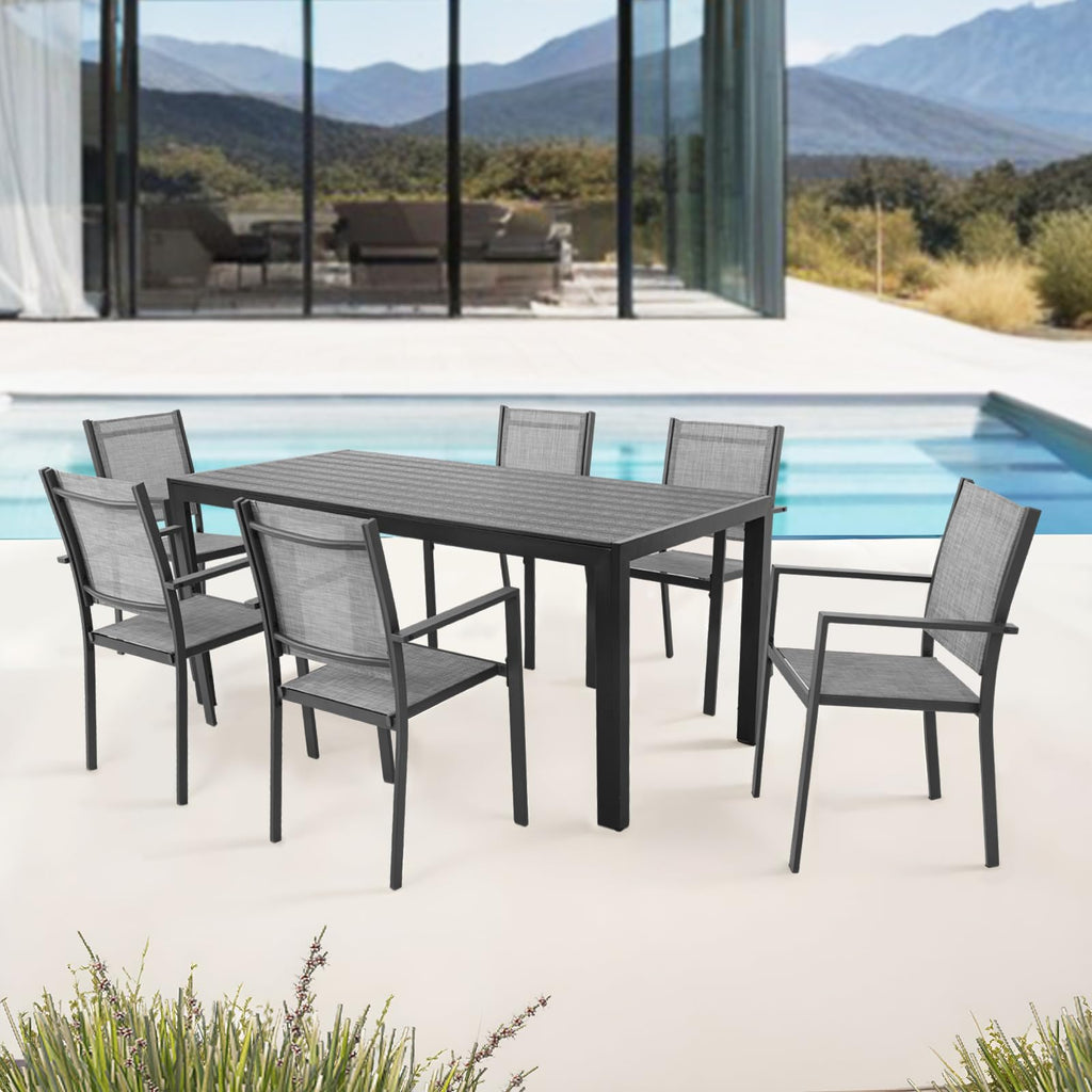 Patio Dining Chairs, All-Weather High-Resilience Textilene Outdoor Dining Chair Set of 2, Heavy-Duty Stackable