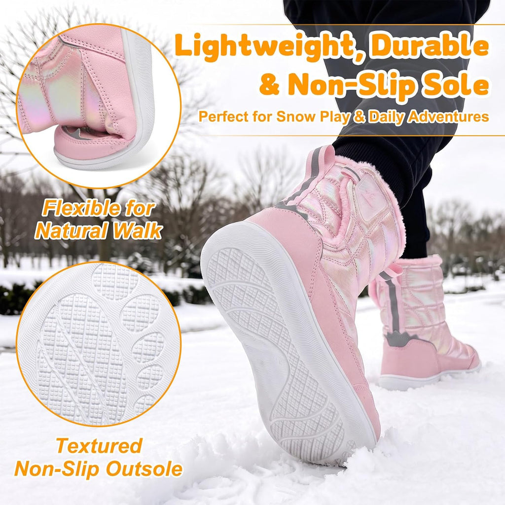 Toddler Snow Boots Kids Winter Shoes Warm Fleece Booties Boys Girls