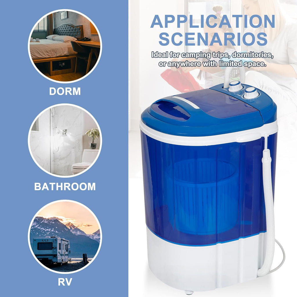 Portable Washing Machine, Single Tub Small Laundry Washer 5.7 lbs Washing Capacity for Apartments, Dorms,Traveling, RV