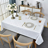 Rectangle Table Cloth - 60 x 120 Inch White Jacquard Tablecloths Damask Design Spillproof Wrinkle Re