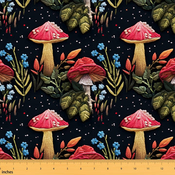 Pink Mushroom Upholstery Fabric for Chairs, Fabric By The Yard
