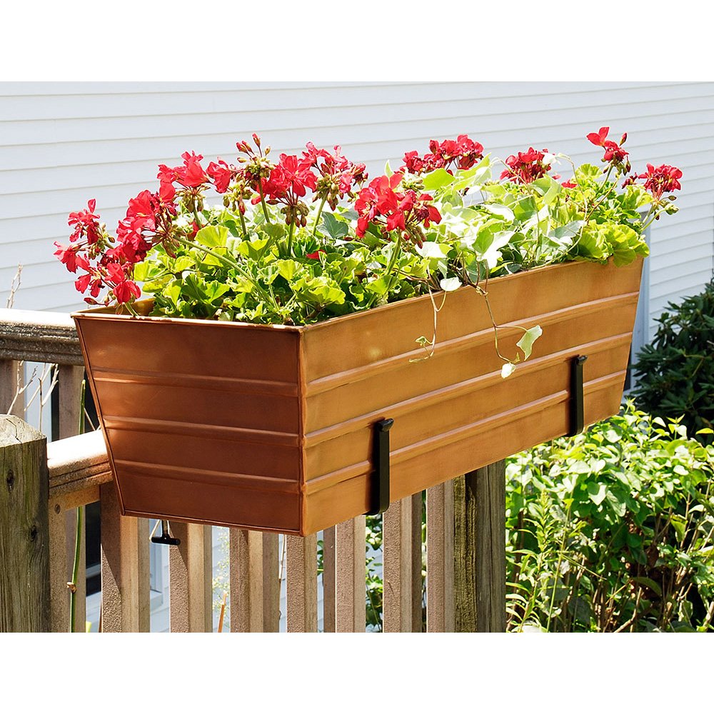 Plated Flower Box, Window Flowerbox Planter, Large, Copper