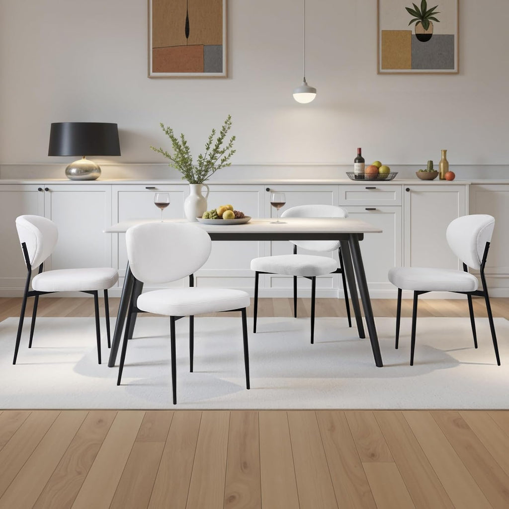 Upholstered Dining Room Chairs Set of 6 Modern Chenille Diner Chairs with 58D Memory Foam Thick Cushion Comfy Armless