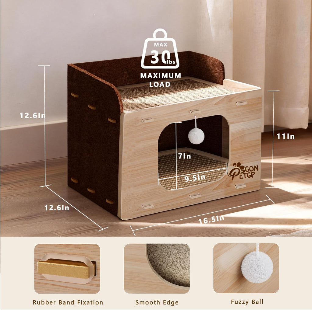 Cat Houses for Indoor Cats, Two-Story Cat Bed Cube for Multiple Small Kittens, Removable Felt Cat Cave Hideaway Condo