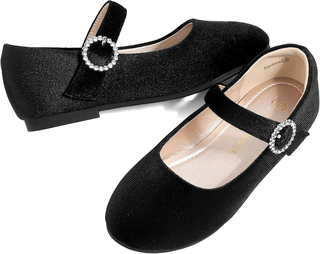 Girls Dress Shoes Kids Rhinestone Mary Jane Ballet Flats