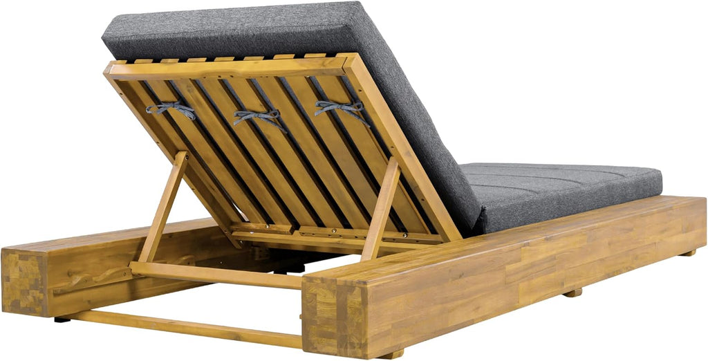 Tory Acacia Wood Chaise Lounge Chair Outdoor Set of 2, Poolside Sun Lounger Recliner, Patio Outdoor Chaise Lounge