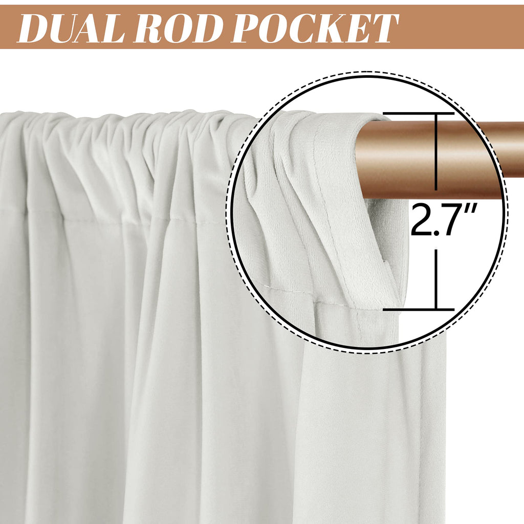 Bleach White Velvet Curtains - 52"x 84" Soft Rod Pocket Thermal Insulated Window Treatment Living Room Light