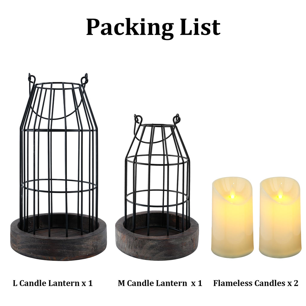 Farmhouse Lantern Decor Rustic Home Decor Lantern with Flameless Candles