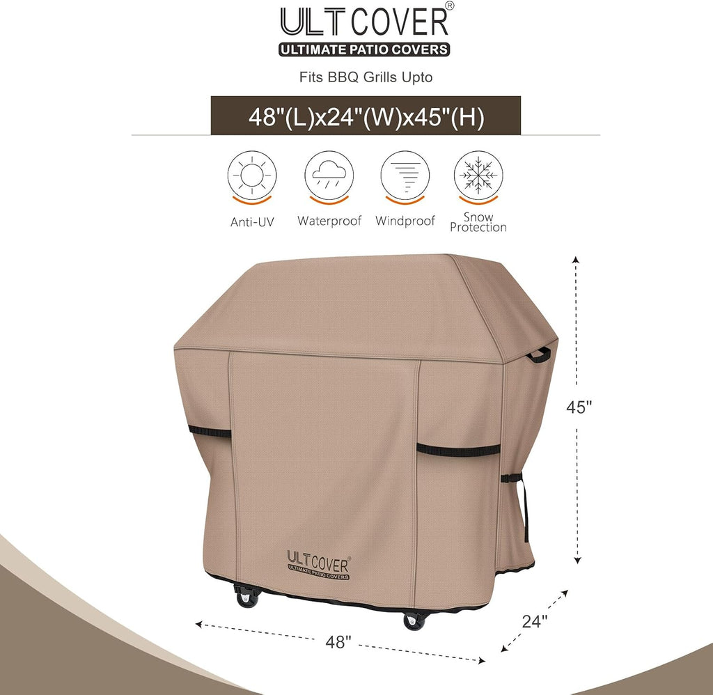 Waterproof Grill Cover 48 inch, Heavy Duty BBQ Cover for 2-3 Burners Outdoor Gas Barbecue Grill