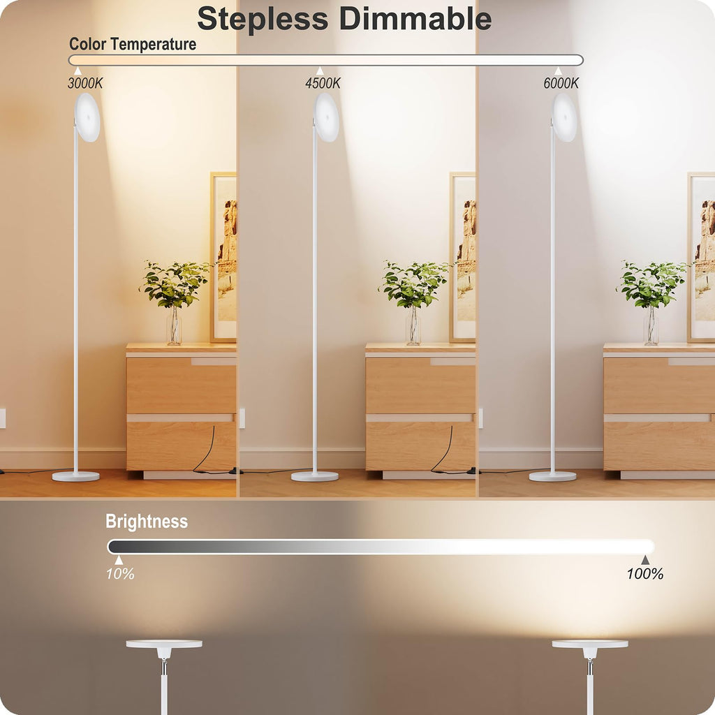 Dimmable Torchiere Floor Lamp with Remote, White