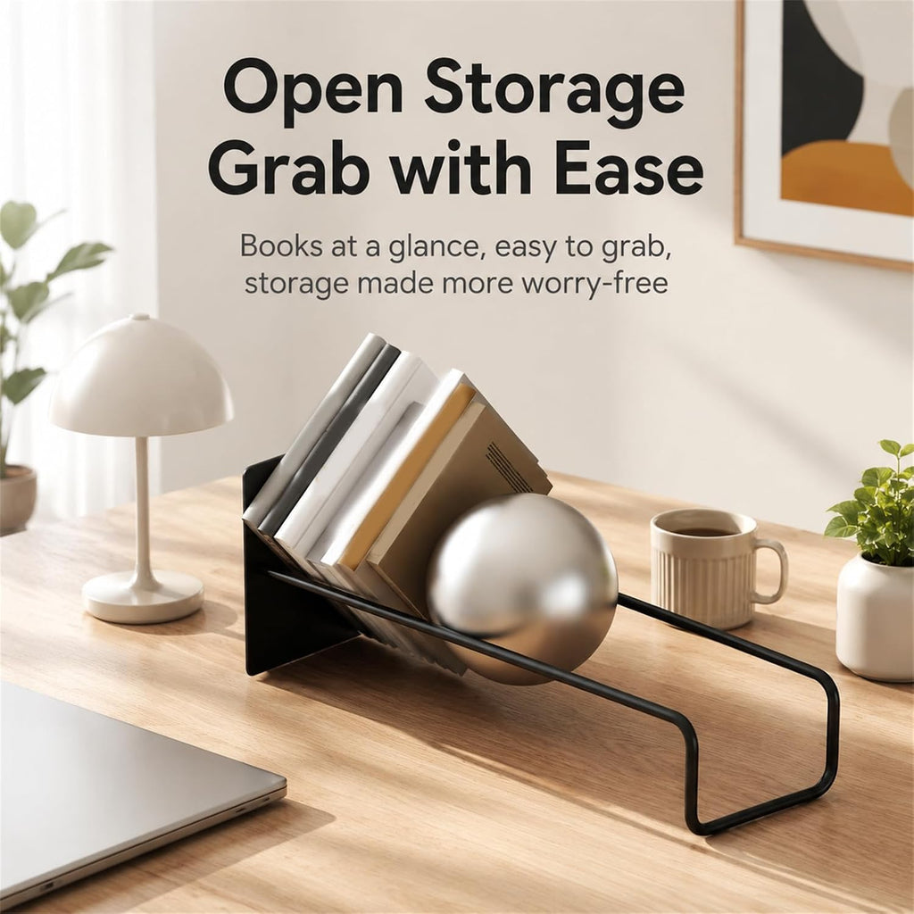 Sculptural Book Holder, Modern Decorative Bookend and Magazine Rack, Open Desktop Book Organizer Display Stand, with