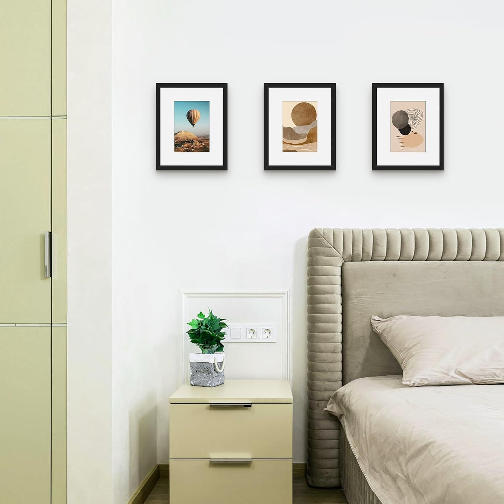 8x10 Picture Frame Set of 12, Modern Gallery Wall Frames, Black | Fits 5x7 With Mat or 8x10 Without Mat, Shatterproof