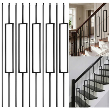 16 Pack Iron Balusters Spindles for Staircase Indoor, 44" x1/2" Rectangular Metal Balusters Square Balusters for