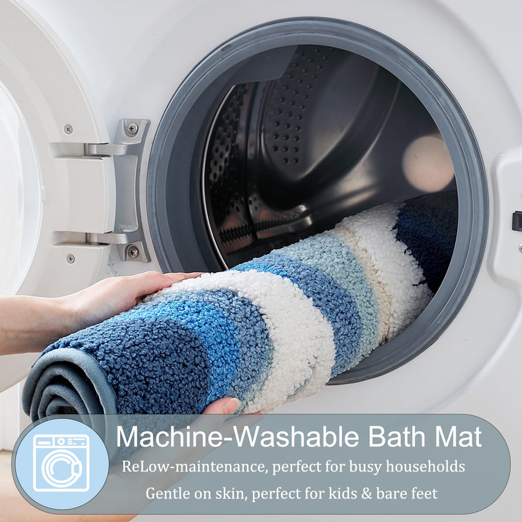 Beach Bathroom Rugs, 20"x32" Highly Absorbent Non-Slip Bath Mat(Blueswell)