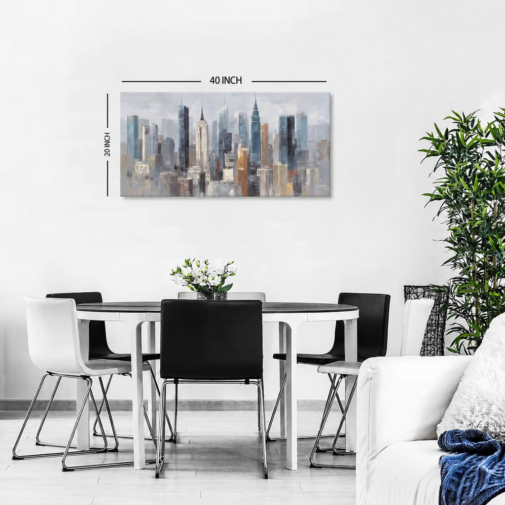 York City Wall Manhattan Skyline Canvas Pictures NYC Abstract Cityscape Prints Paintings Blue Grey City Landscape