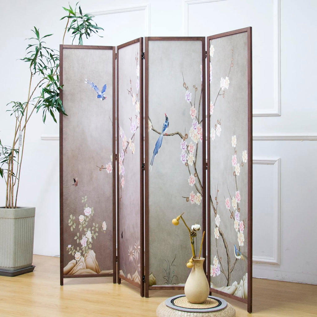 4 Panel Room Divider, 5.6 ft Tall Blackout Folding Privacy Screen - Double-Sided Freestanding Partition Wall with