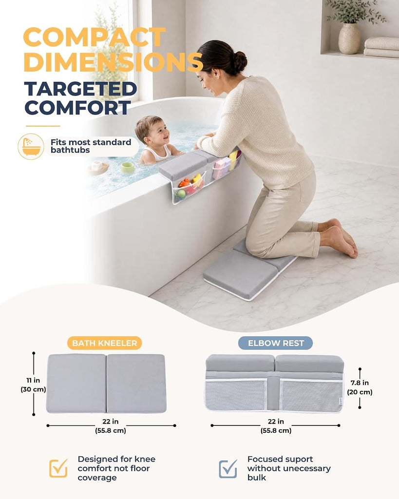 Comfortable Baby Bath Kneeler and Elbow Rest Pad Set - 1.5 Inch, Grey