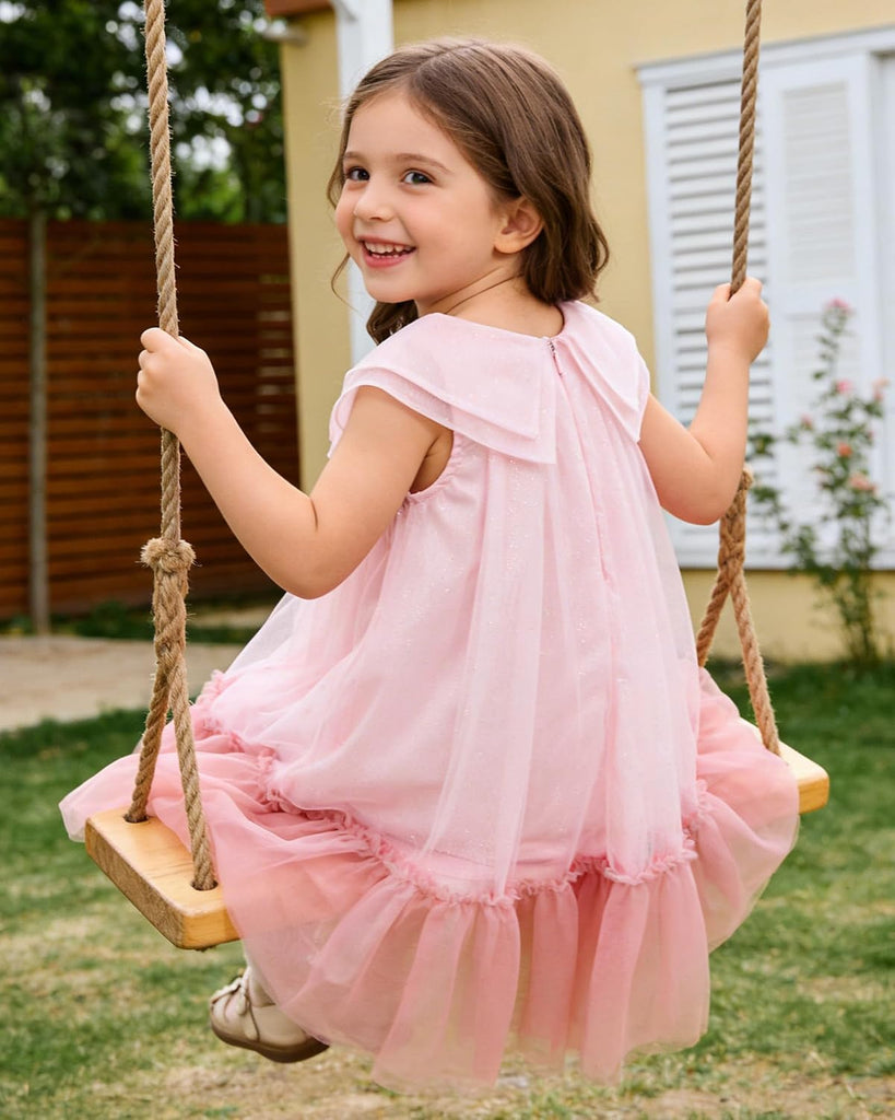 Little Girl Tulle Dress Sleeveless Toddler Girls Sundress 3