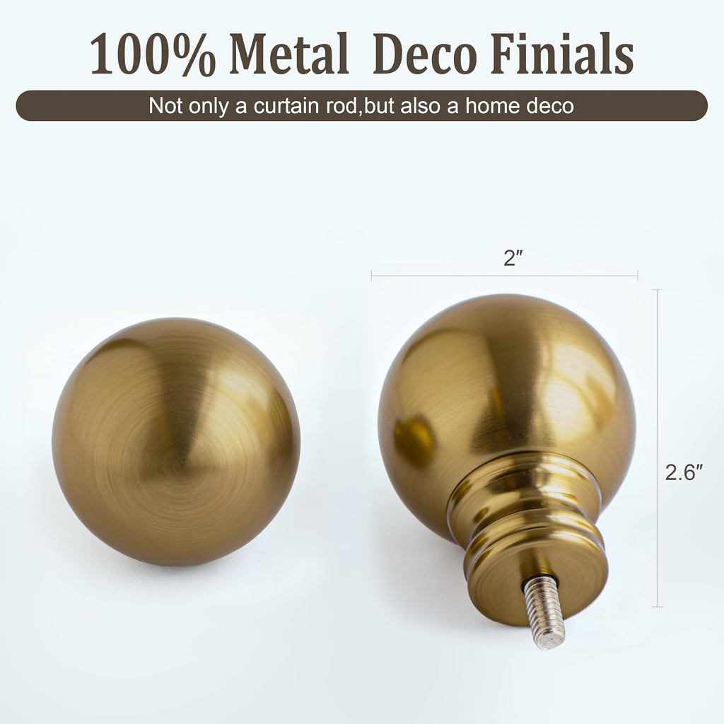 Warm Gold Curtain Rods for Windows Small 1" Diameter Short Adjustable Heavy Duty Antique Brass Metal