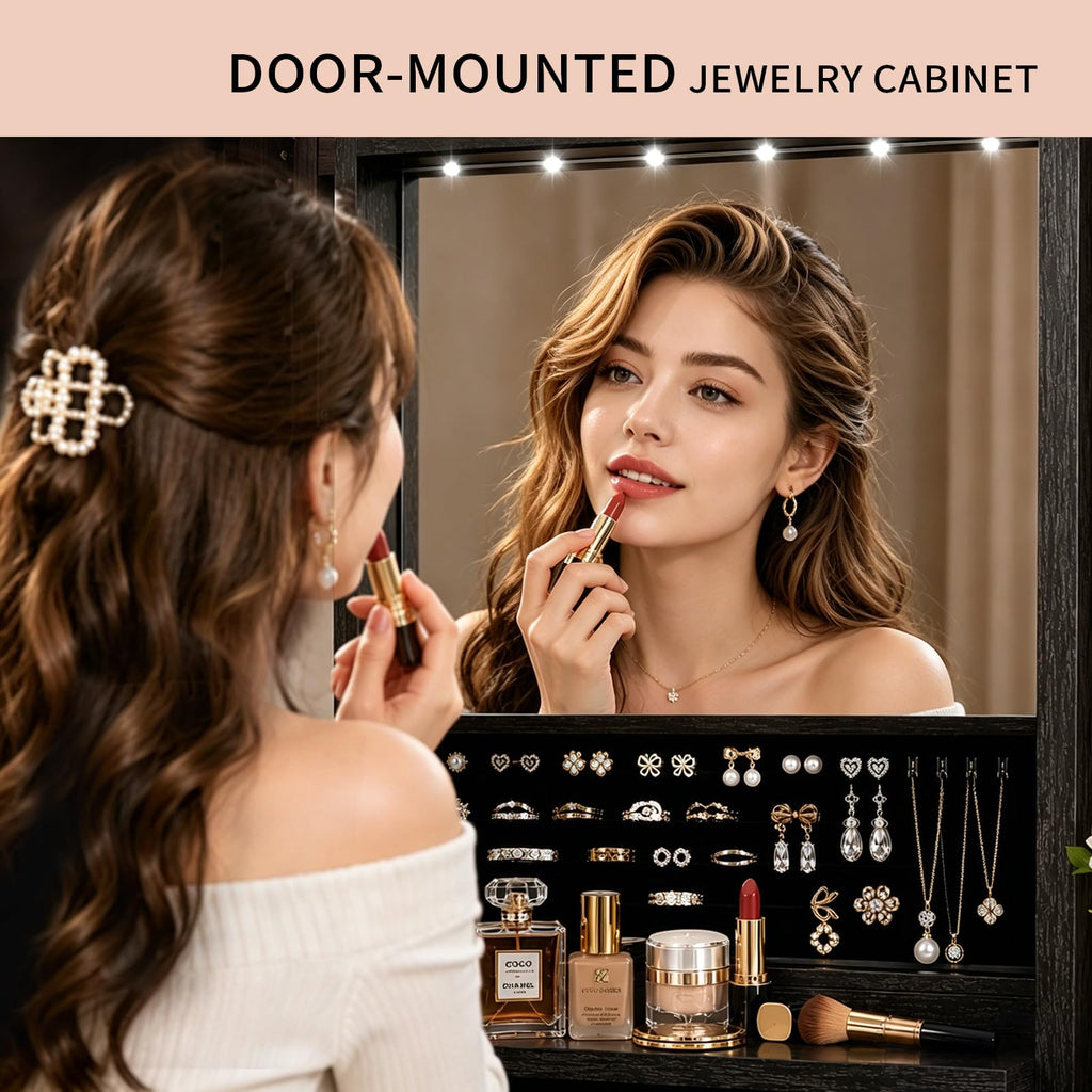 Over the Door Jewelry Organizer, Wall Mounted Jewelry Cabinet