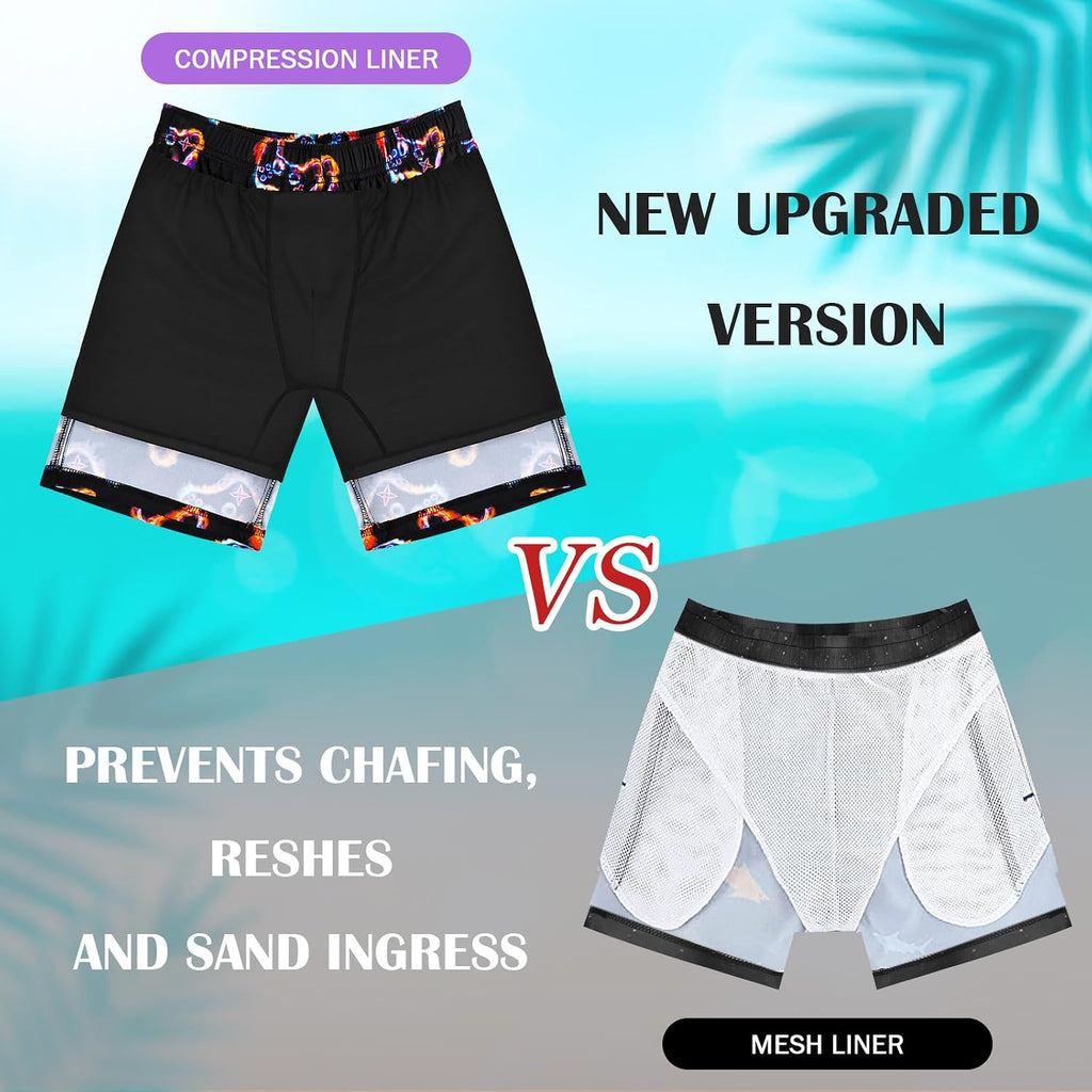Boys Swim Trunks Bathing Suit Boys Swimsuit Swim Shorts Swimwear Quick Dry Swim Trunks with Compression Liner