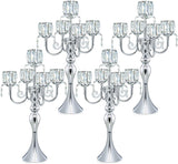 Candelabra Candle Holders, Elegant Bling Centerpiece with Pendant Crystal Table Decorations 5 Arms Candlesticks,22