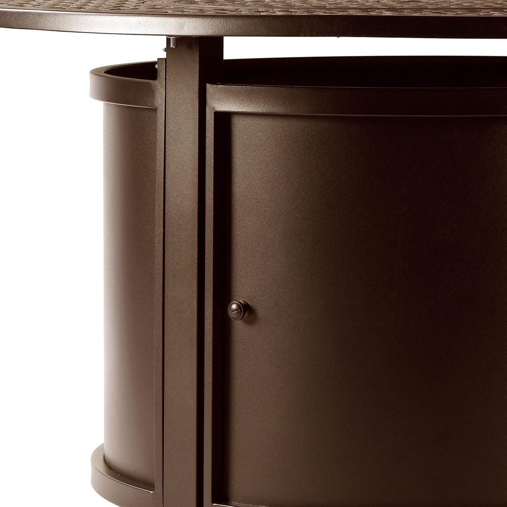 44 in. x 44 in. Aluminum Propane Fire Pit Table with Glass Beads, Two Covers, Lid, 57, 000 BTUs in Brown Finish