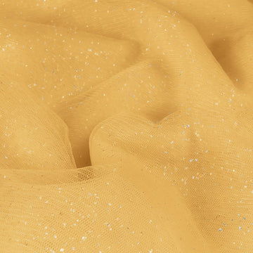 Gold Glitter Tulle Fabric Rolls with Silver Sequin, 3 Yard