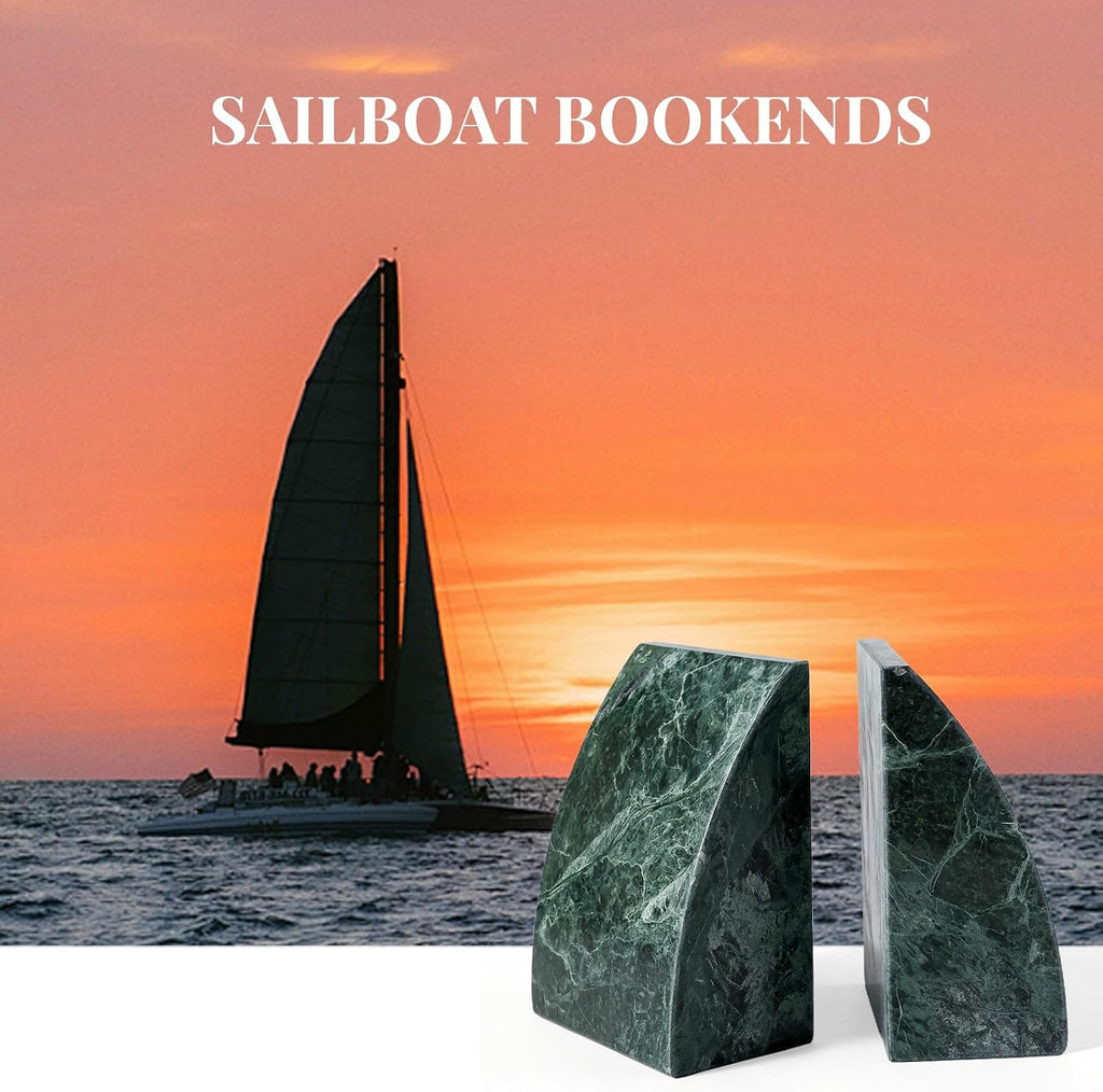 Marble Bookends for Shelves, 8Lbs Large Stone Bookends for Heavy Books, Non-Slip Heavy Duty Book Stopper, Modern