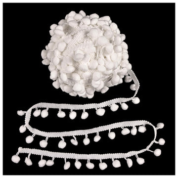 1Inch Pom Pom Trim10mm Ball Fringe Fabric Trim Ribbon Sewing Fringe - 20 Yard