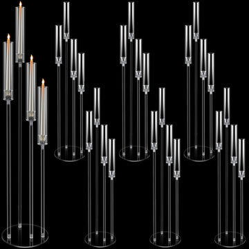 6 Pcs Acrylic Candelabra Centerpieces 42.5'' Tall 4 Arms Clear Candle Holders Wedding Table Centerpiece Floor